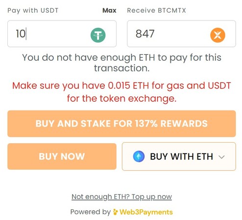 BTCMTX token purchase
