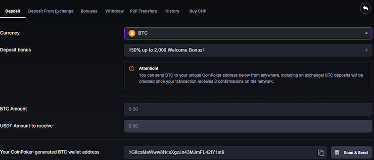 Select Deposit & BCH